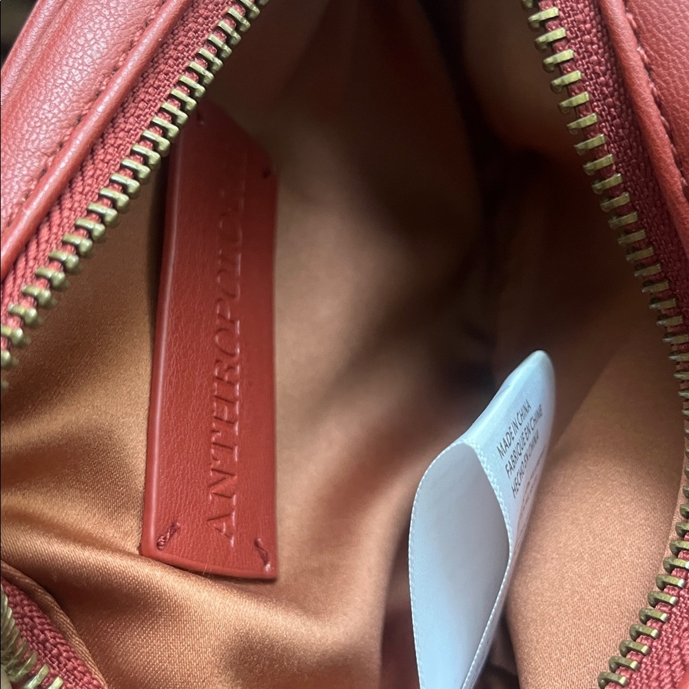 Anthropologie Woven Vegan Leather Chunky Chain TASSEL Crossbody Bag Red - Picture 10 of 12